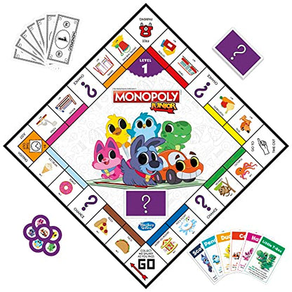 Hasbro Gaming Monopoly Junior Board Game, 2-Sided Gameboard, 2 Games in 1, Monopoly Game for Younger Kids Ages 4 and Up, Kids Games for 2 to 6 Players