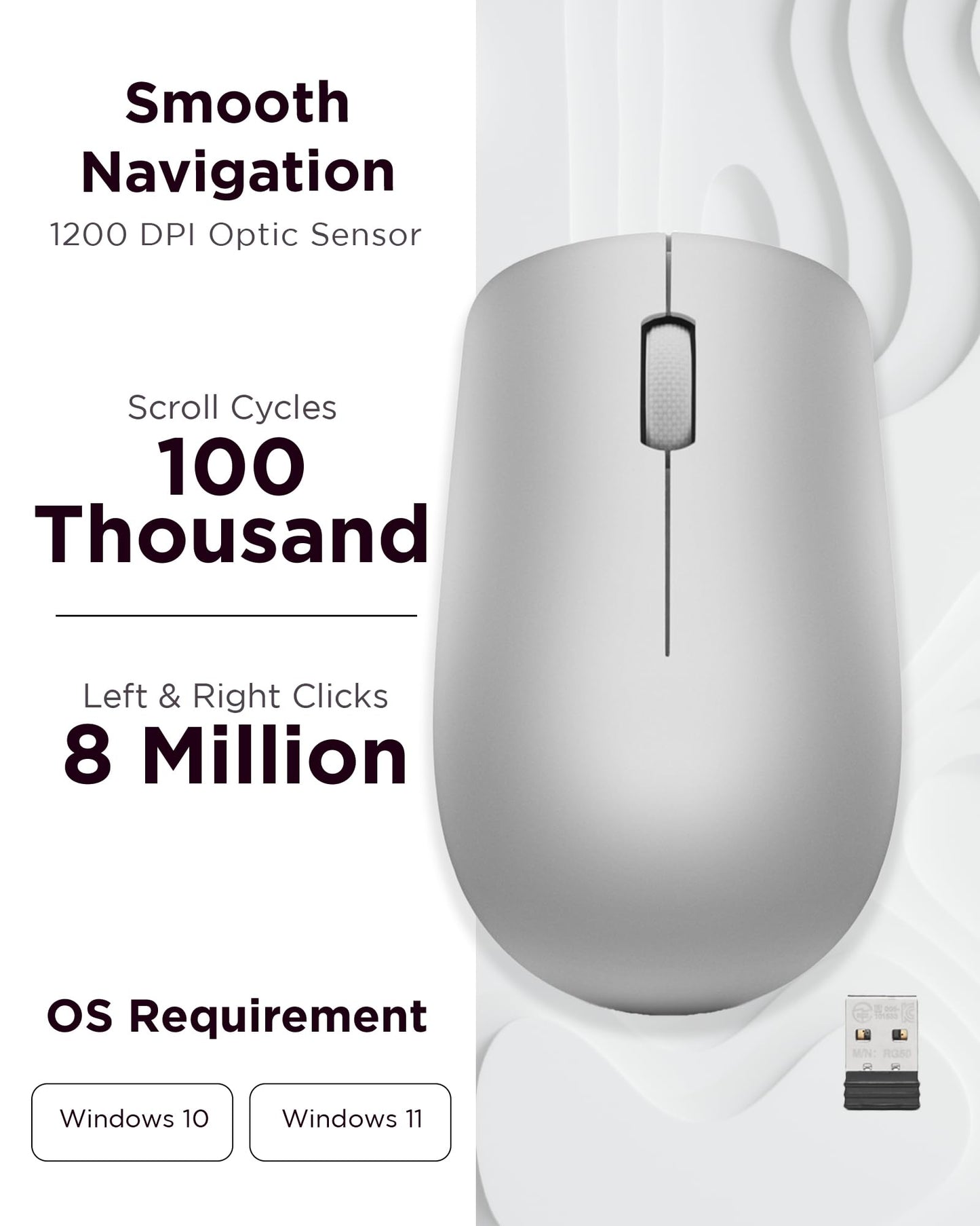 Lenovo Wireless Mouse for PC and Laptop