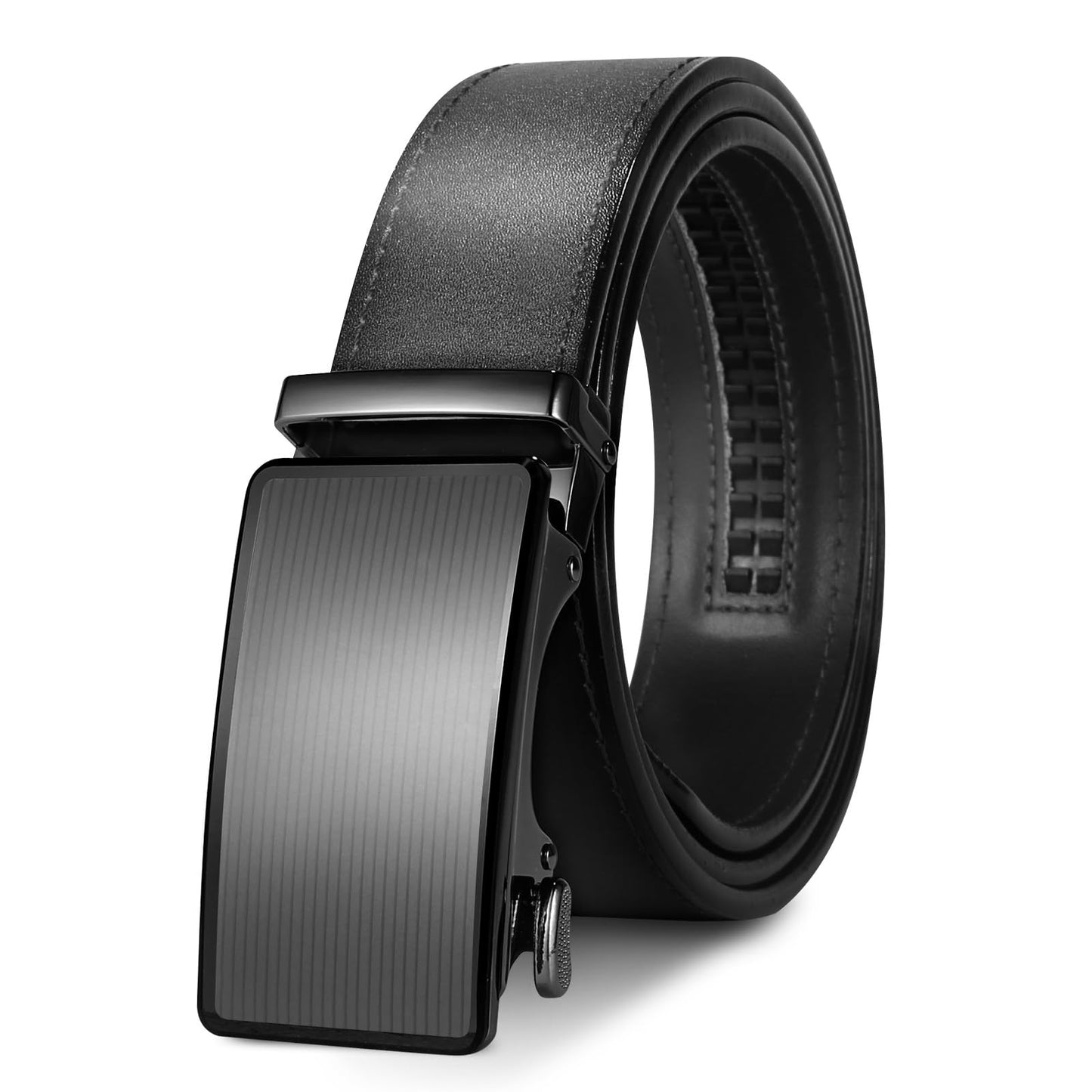 West Leathers Men's Ratchet Leather Belts Set - Adjustable, Gift-Ready Dress Belts (Black, 28" to 34" Waist Adjustable)