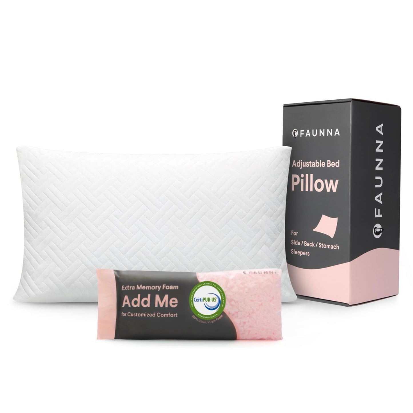 FAUNNA Soft Shredded Memory Foam Bed Pillow