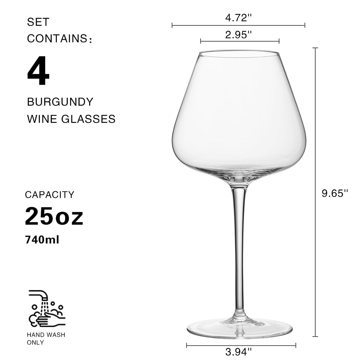 Set of 4 Hand Blown Wine Glasses