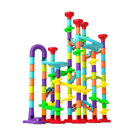 Marble Run Set, 142 Pcs Marble Race Track for Kids with Glass Marbles Upgrade Marble Works Set, Maze Game DIY Educational Playset Birthday Gift for Ages 3+