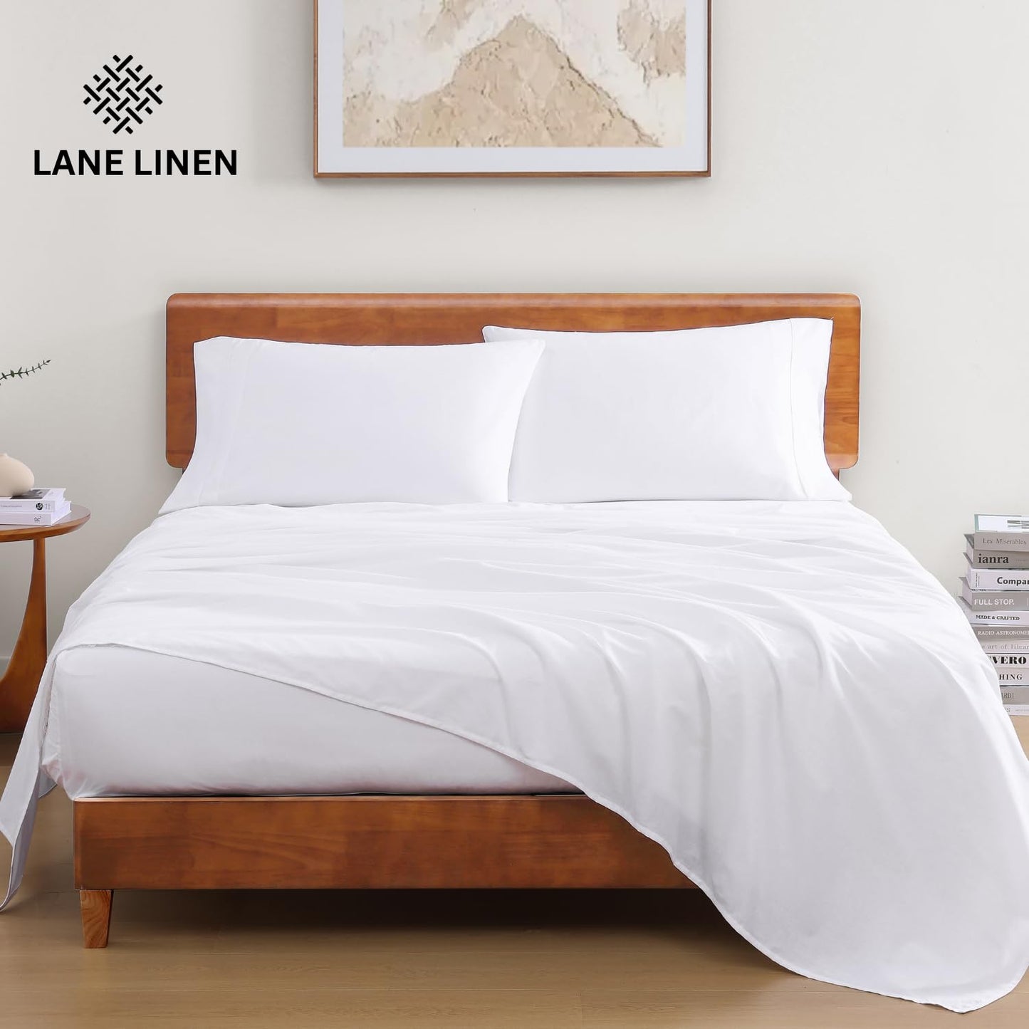LANE LINEN Organic Cotton Queen Sheet Set - White