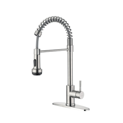 Rainovo Kitchen Faucet Brushed Nickel with 4 Mode Pull Down Sprayer, Kitchen Spring Faucet Stainless Steel with Duo-aquablade Function, Single Handle faucets High Arc Modern with Pull Out Sprayer