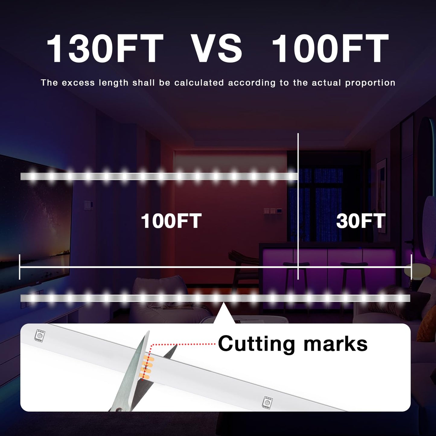 130ft LED Strip Lights with Remote by DAYBETTER