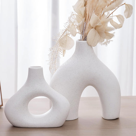 Set of 2 Donut Vases for Home Decor