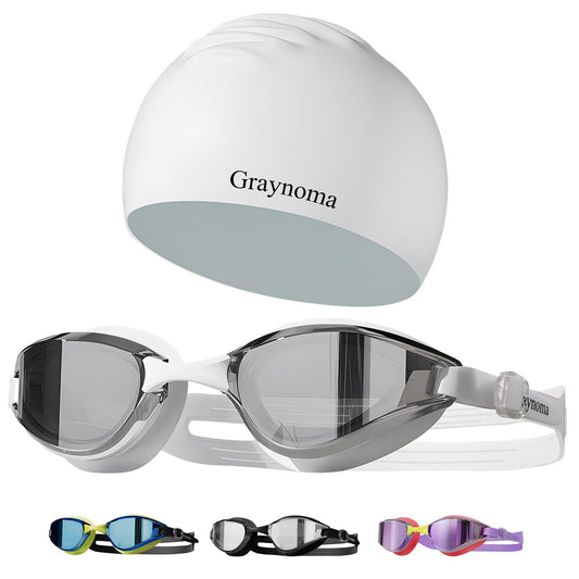 Swim Goggles & Cap Set for Adults