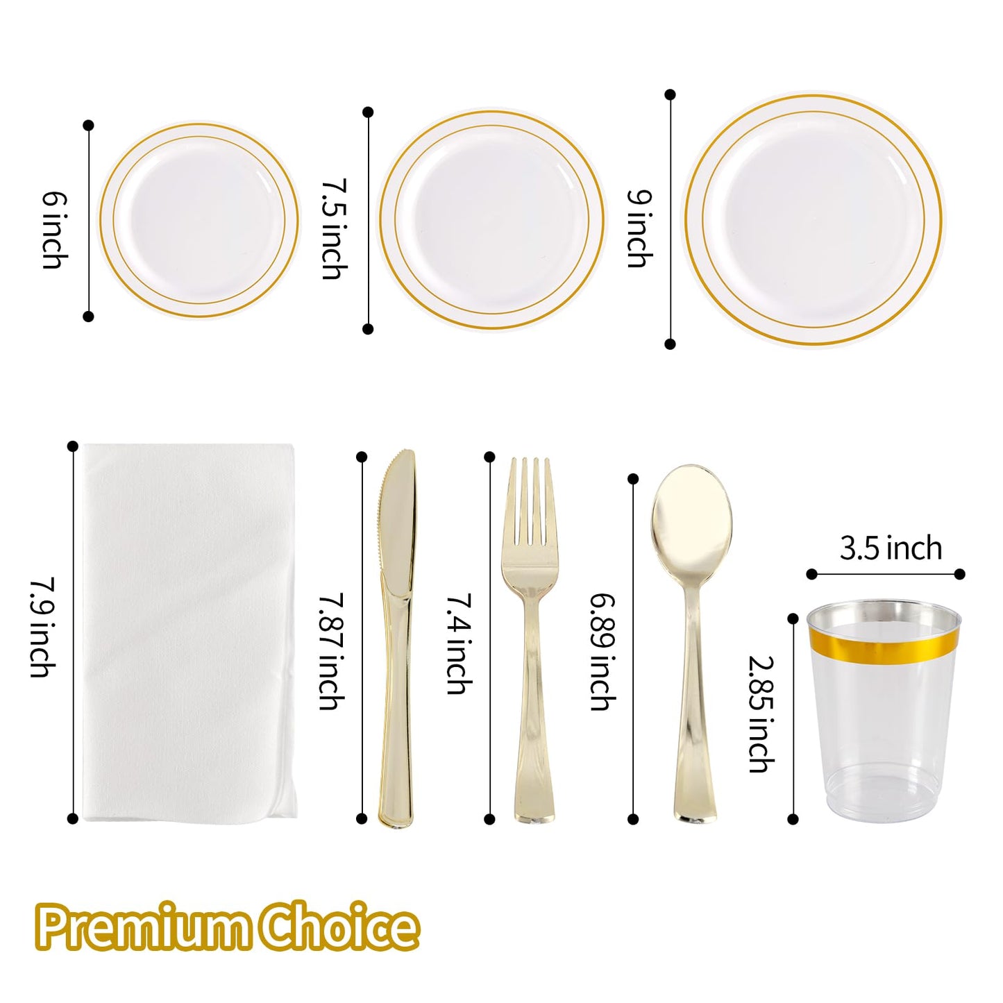200 Pcs Party Plates Set for Wedding