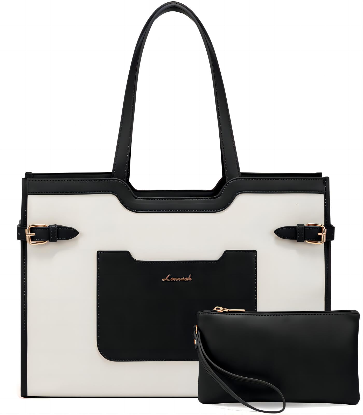 LOVEVOOK 17.3 Inch Leather Laptop Tote Bag