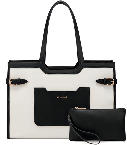 LOVEVOOK 17.3 Inch Leather Laptop Tote Bag