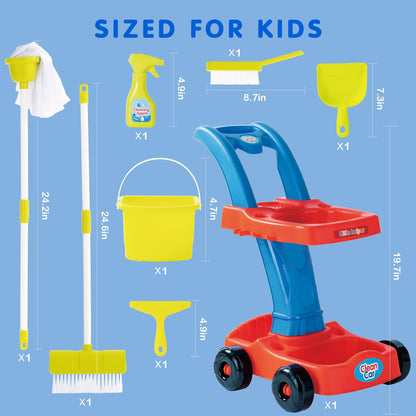 Kids Cleaning Toy Set with Cart for Toddlers