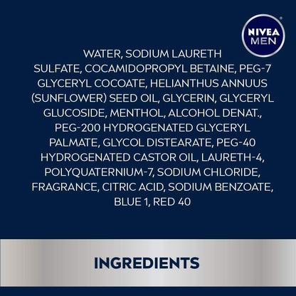 Nivea Men Cool Body Wash with Icy Menthol, Scented Body Wash for Men, 3 Pack of 16.9 Fl Oz Bottles