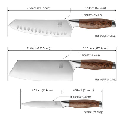 3-Piece Professional Chef Knife Set by HAOCHUYI
