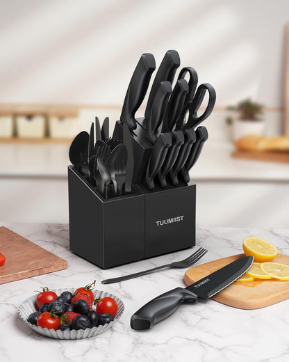 32-Piece Knife Set with Block and Sharpener