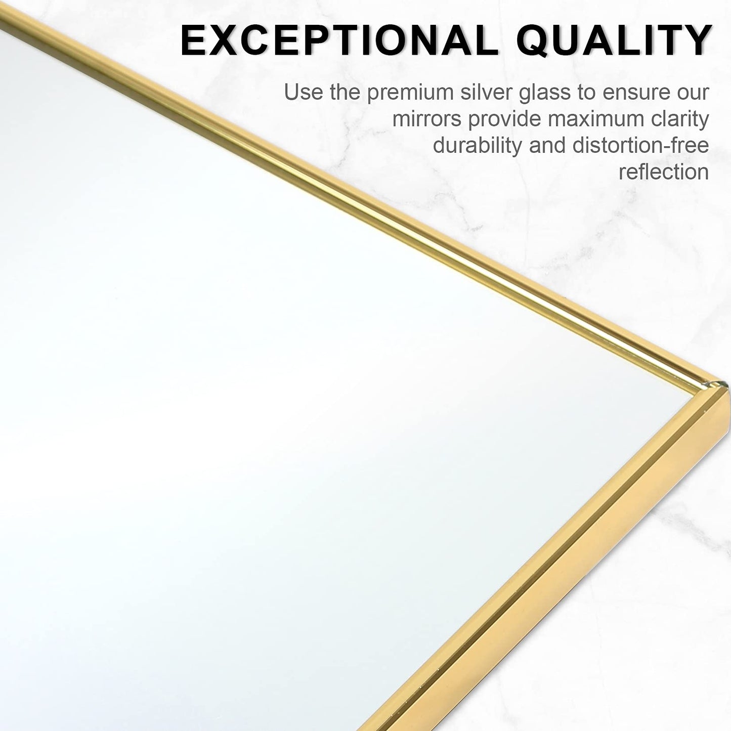 YSSOA Full Length Mirror, Floor Mirror with Stand,Wall-Mounted Dressing Mirror, Bedroom Mirror with Aluminium Frame 65"x22", Gold