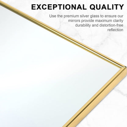 YSSOA Full Length Mirror, Floor Mirror with Stand,Wall-Mounted Dressing Mirror, Bedroom Mirror with Aluminium Frame 65"x22", Gold