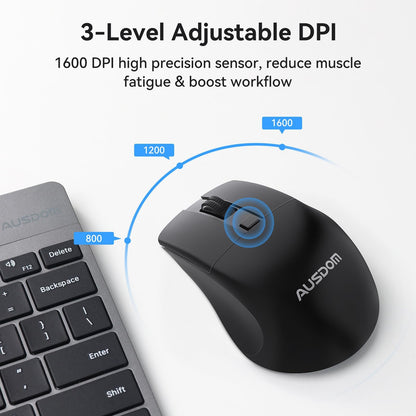 AUSDOM Wireless Mouse with USB Receiver, 1600 DPI