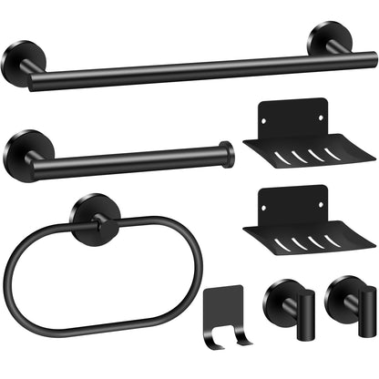 TACGEA 8-Piece Bathroom Hardware Set - Matte Black