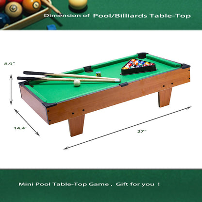 Hora de Lima Mini Pool Table for Kids Mini Billiards Table-Top Game Pool Table Toy for Cat Pool Tables Fun for Kids Birthday Children's Day Gift (27")