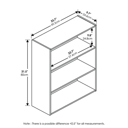 Furinno 3-Tier Open Shelf Bookcase in Maple
