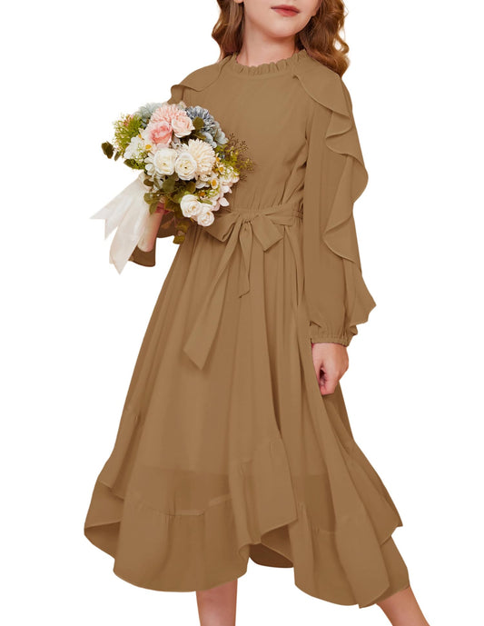 GRACE KARIN Girls Ruffle Swing Maxi Dress