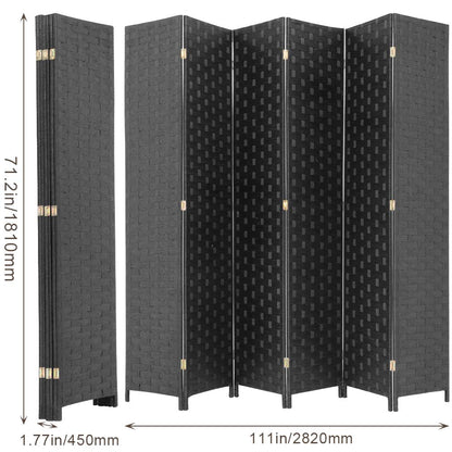 FDW 6 Panel Folding Wood Room Divider Screen