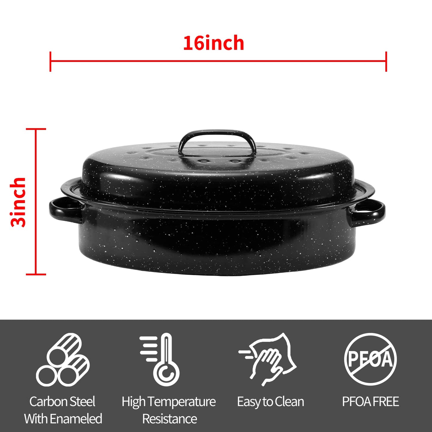 Granite Roasting Pan with Lid for Turkey