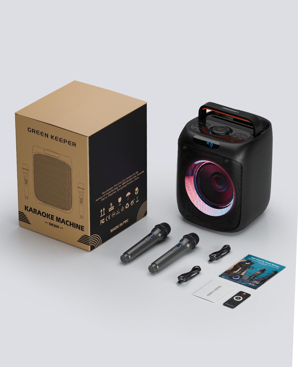 Portable Bluetooth Karaoke Machine with 2 Microphones