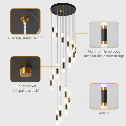 UPDATE: DEAD ❗ LIANGMH 18-Light Modern Kitchen Island Black Gold Ceiling Pendant Light Dimmable LED 108W Staircase Large Chandelier Lobby Living Room Bedroom Foyer High Ceiling Chandelier