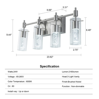 4-Light Brushed Nickel Bathroom Vanity Light