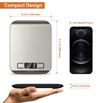 CROWNFUL Digital Kitchen Scale with Tare Function