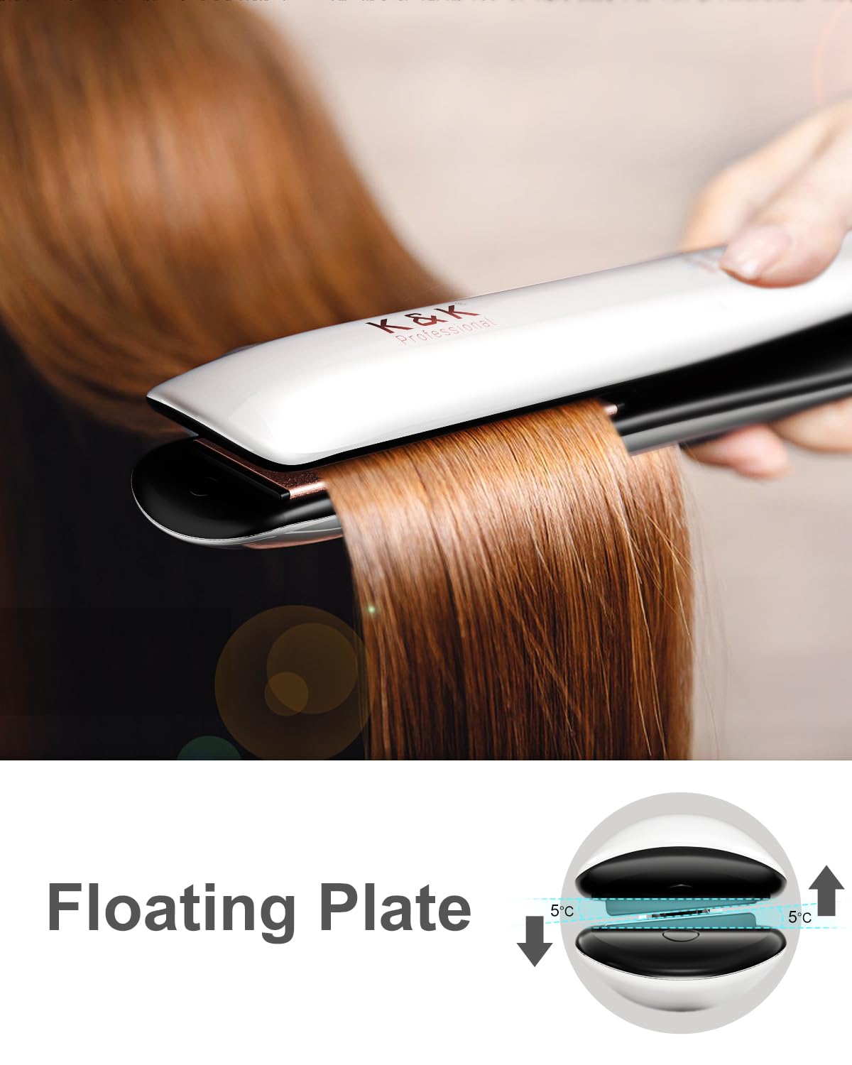 K&K 1 Inch Ceramic Flat Iron Hair Straightener
