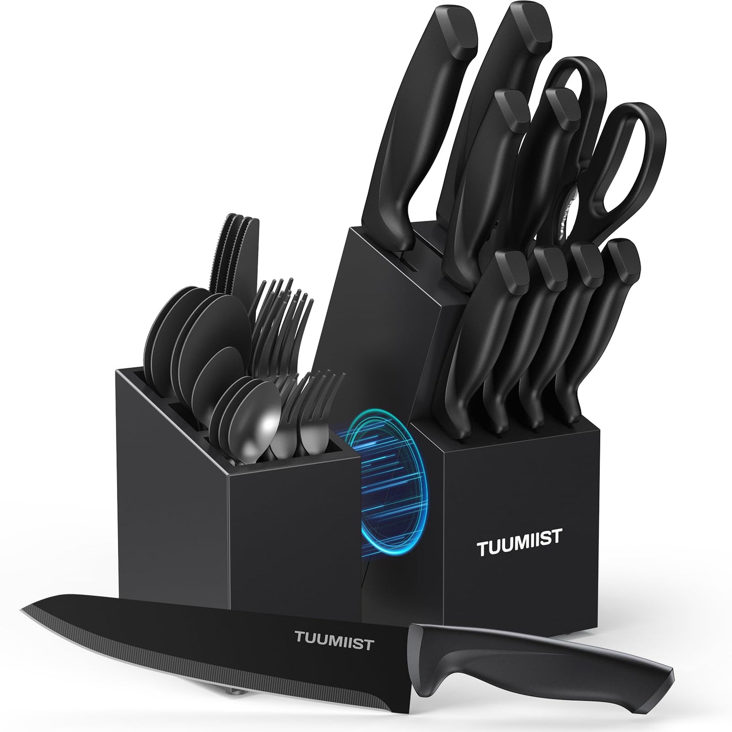 32-Piece Knife Set with Block and Sharpener
