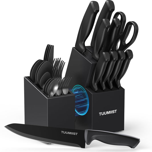 32-Piece Knife Set with Block and Sharpener