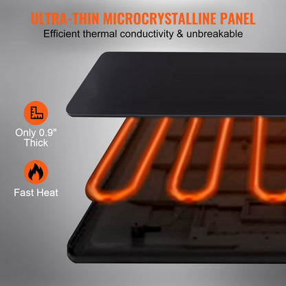 VEVOR Electric Warming Tray, Food Warming Trays for Buffet, Fast Heating Warming Trays, Portable Tempered Glass Heating Tray, ETL, 16.5" x 11"