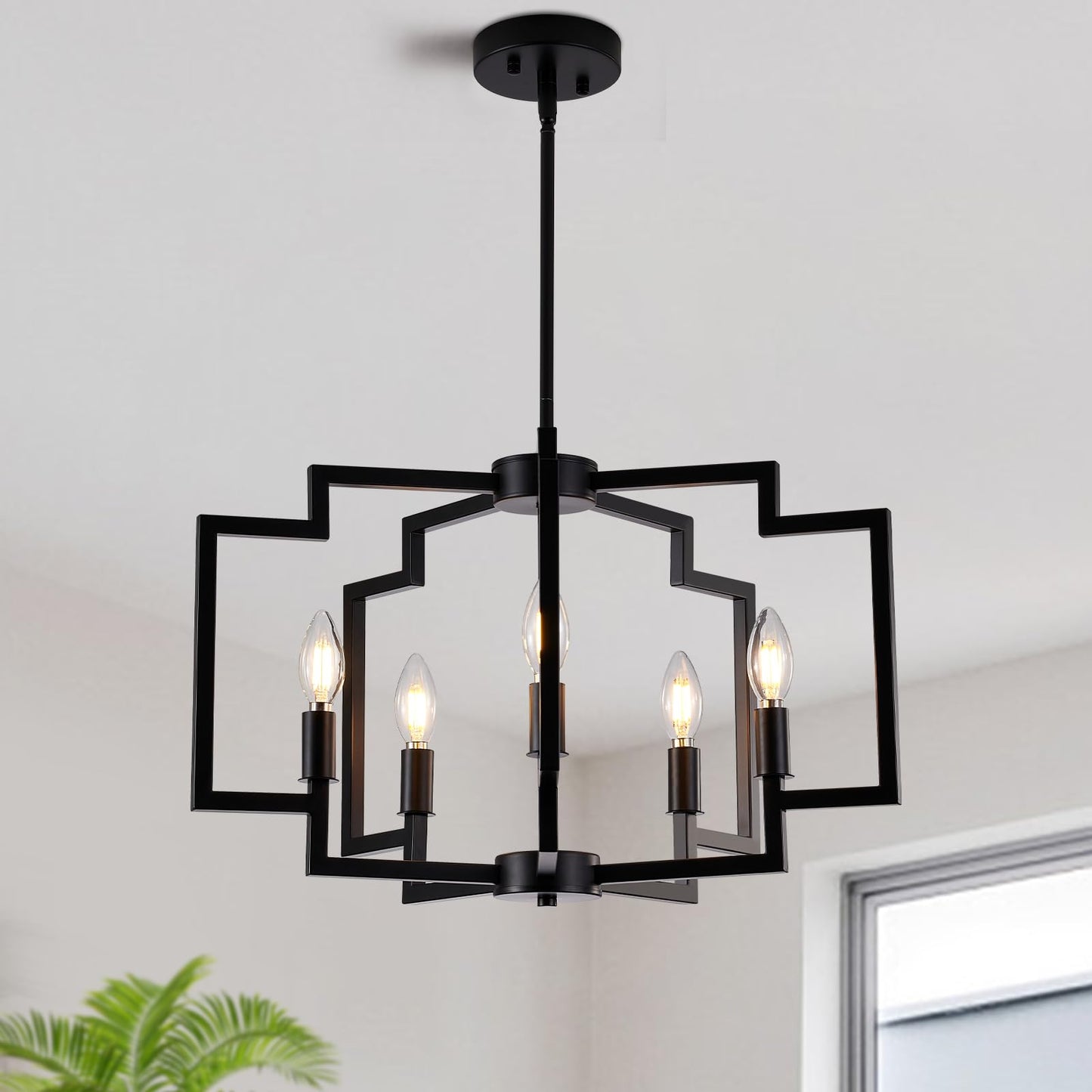 Modern 5-Light Black Chandelier for Home