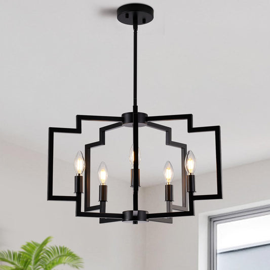 Modern 5-Light Black Chandelier for Home