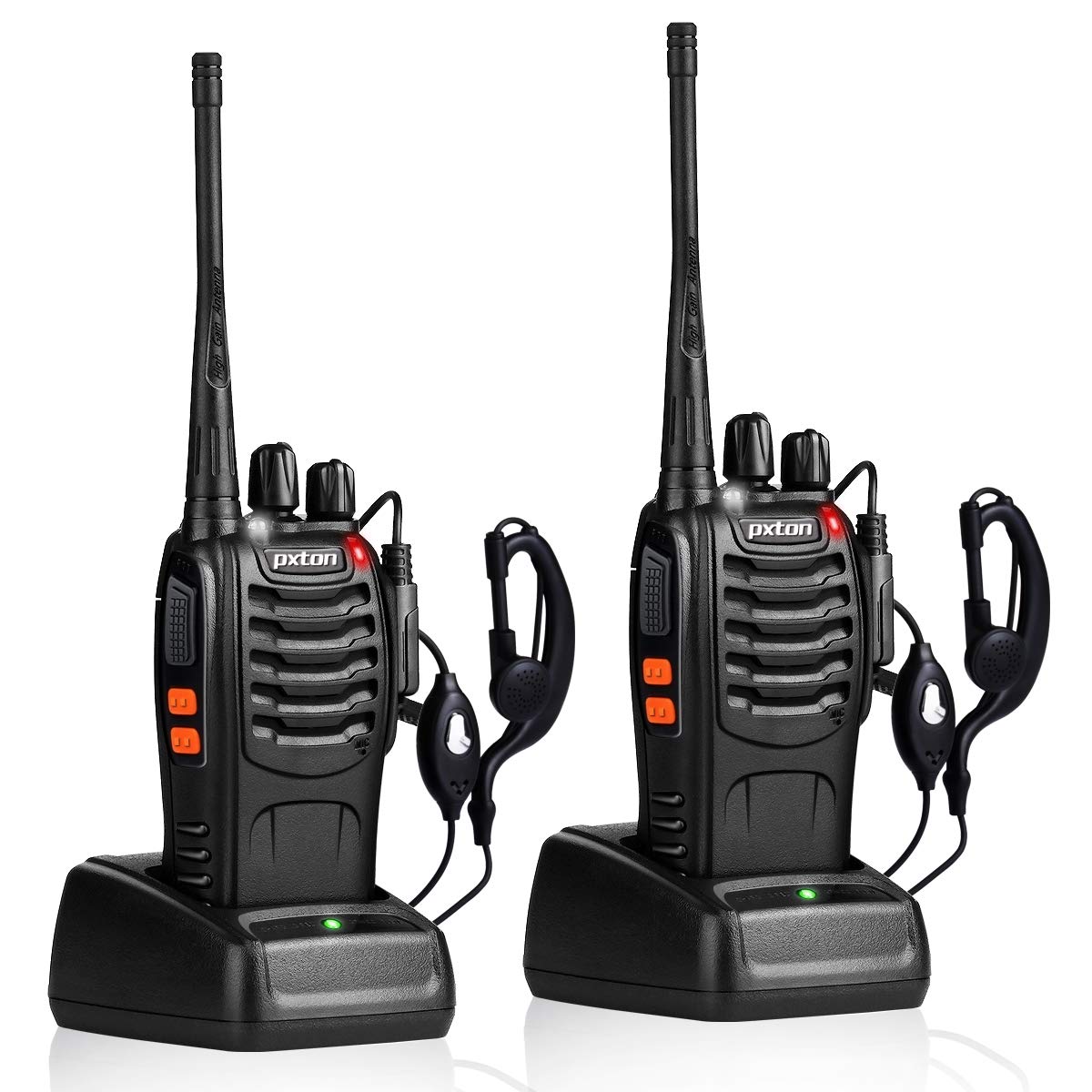2 Pack pxton Rechargeable Walkie Talkies with Earpieces