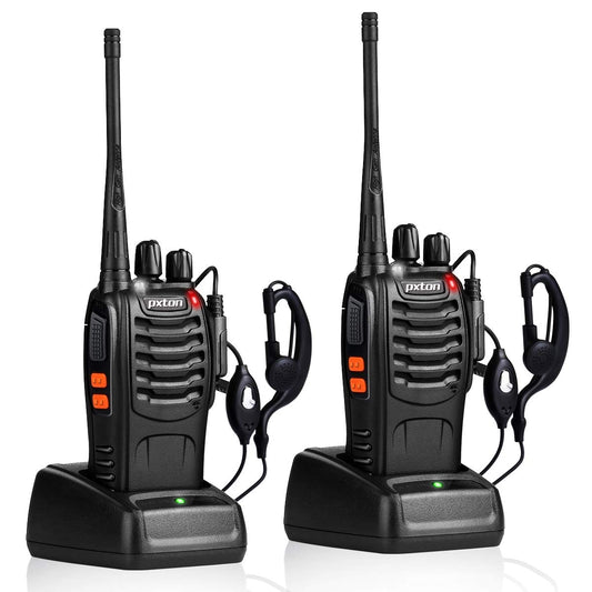 2 Pack pxton Rechargeable Walkie Talkies with Earpieces