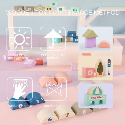 Wooden Building Blocks Set for Toddlers