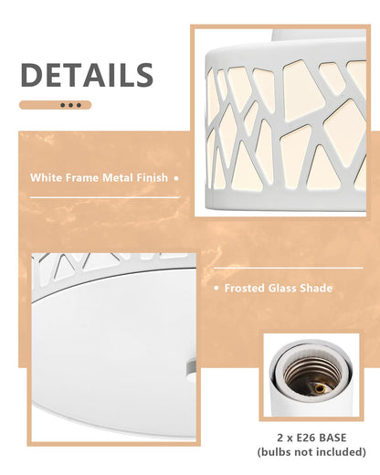 VICNIE 2-Light Modern Ceiling Flush Mount Fixture