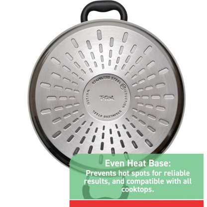 T-fal Specialty Stainless Steel Stockpot 12 Quart Oven Safe 350F Pots and Pans, Cookware Silver