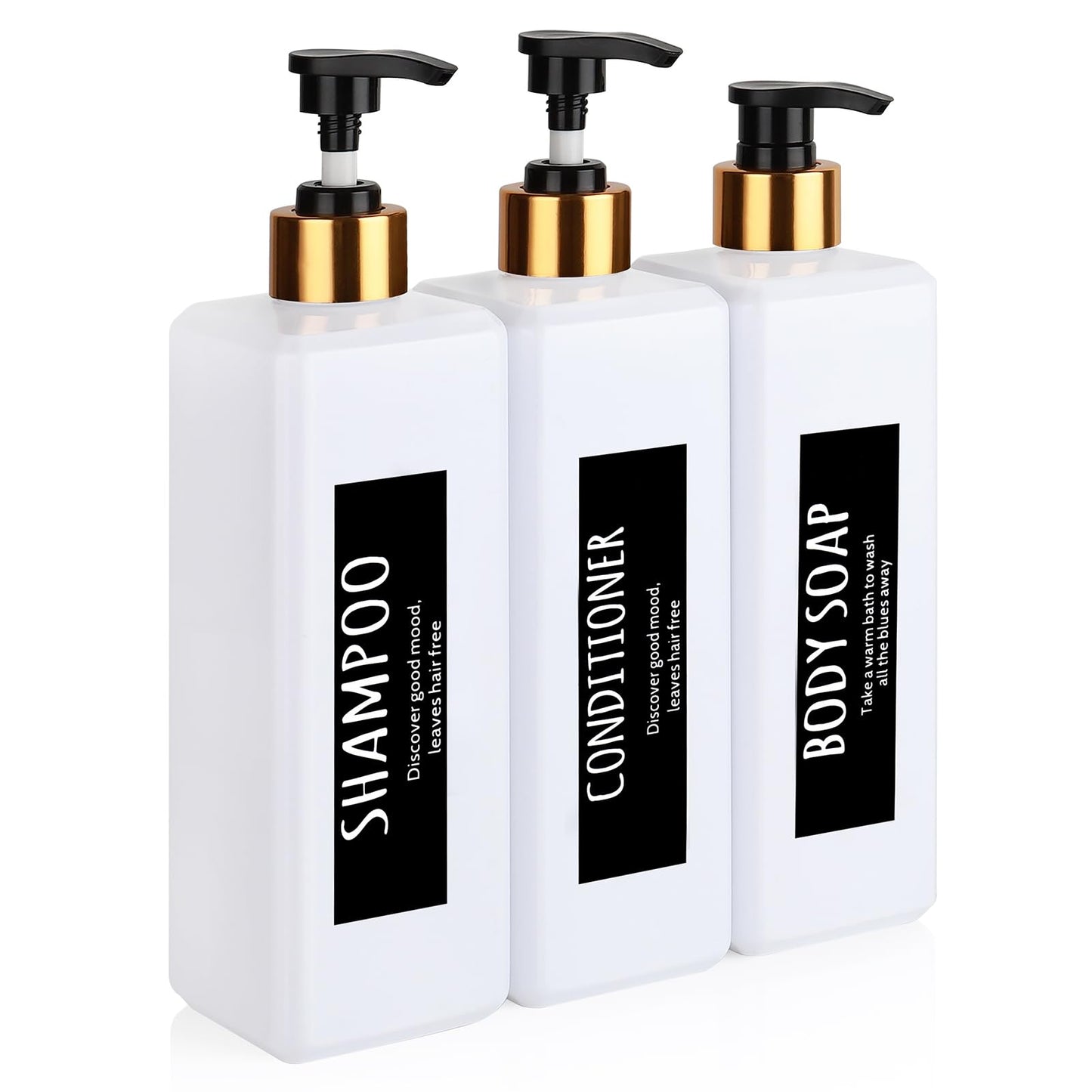 3-Piece Pump Bottle Set for Shampoo & Soap
