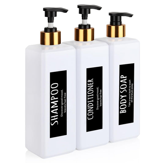 3-Piece Pump Bottle Set for Shampoo & Soap