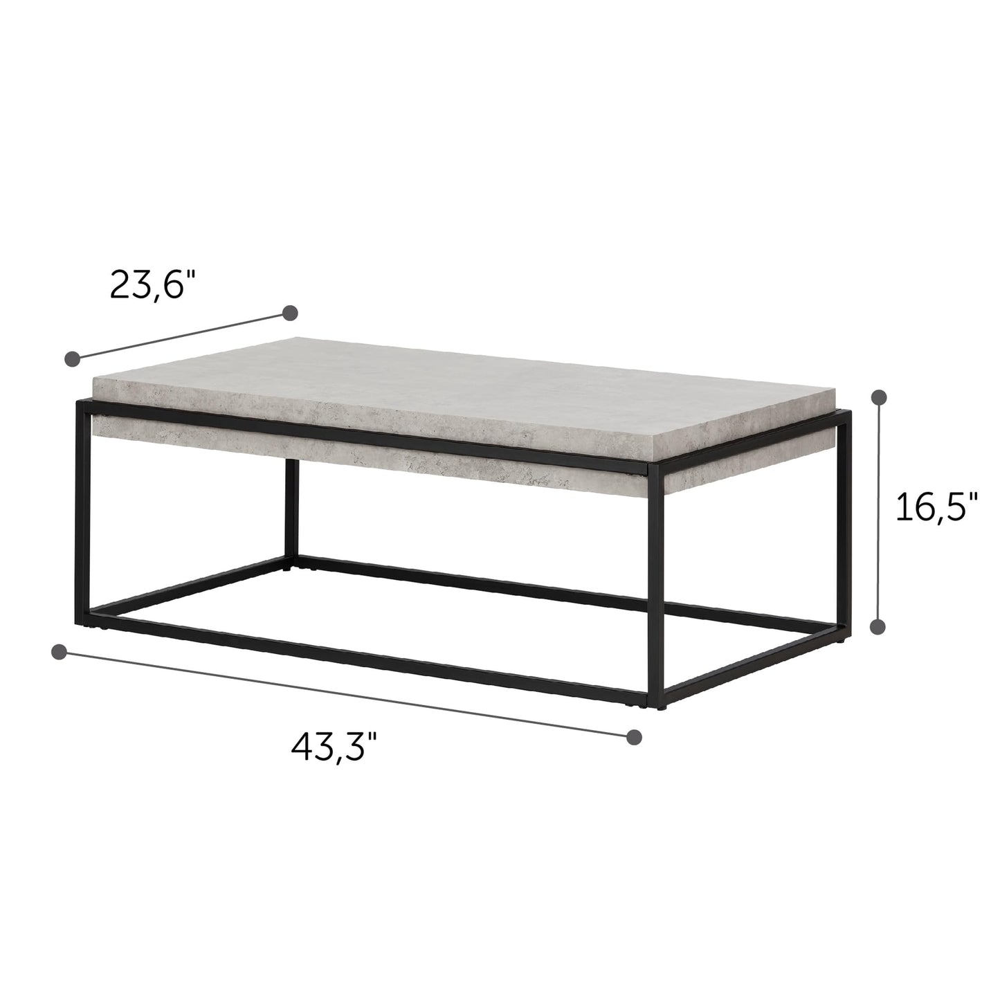 South Shore Industrial Coffee Table, Concrete Gray