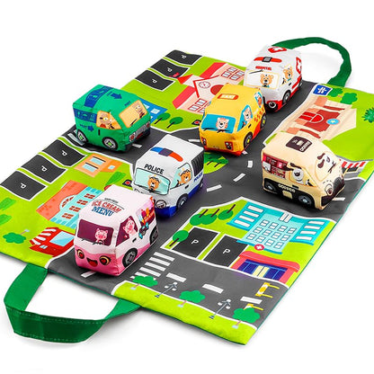6-Pack Jingle Bell Fabric Car Toys with Bag