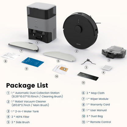 AIRROBO Robot Vacuum and Mop Combo, Self-Emptying, 60-Day Capacity, Home Mapping, Schedule, Wi-Fi/App/Alexa/Remote, 180mins Runtime, T20+ Robotic Vacuum Cleaner for Pet, Hard Floors, Carpet
