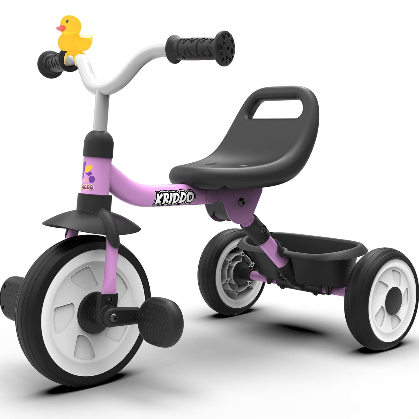KRIDDO Foldable Kids Tricycle with Storage Basket
