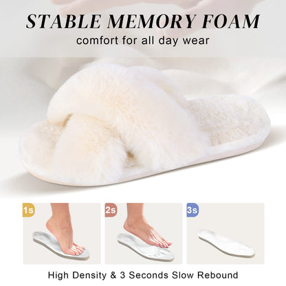 Parlovable Fuzzy Cross Band Slippers for Women