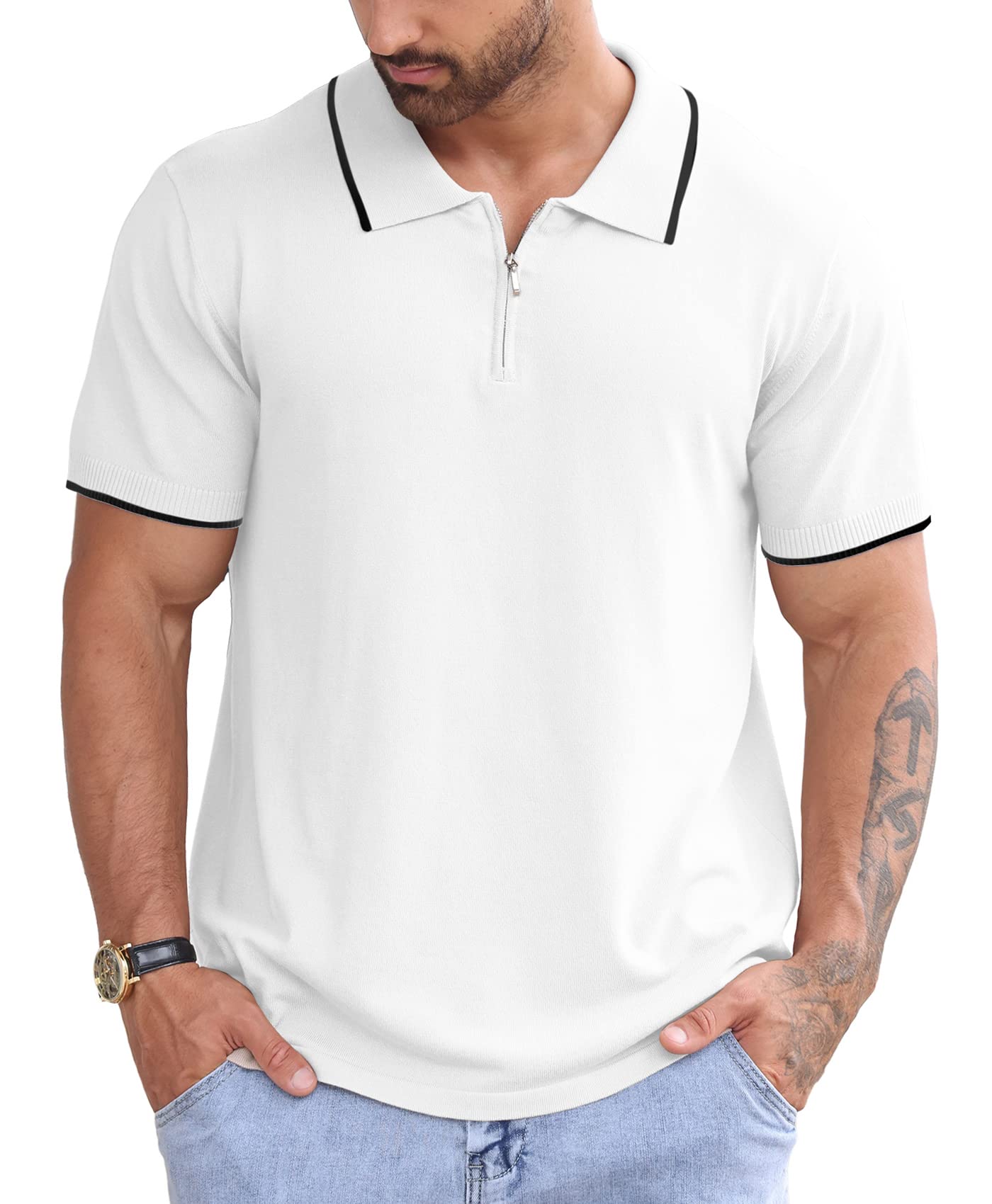 Askdeer Men's Casual Short Sleeve Polo Shirt